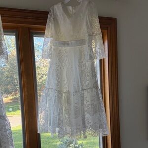 White lace flower girl dress